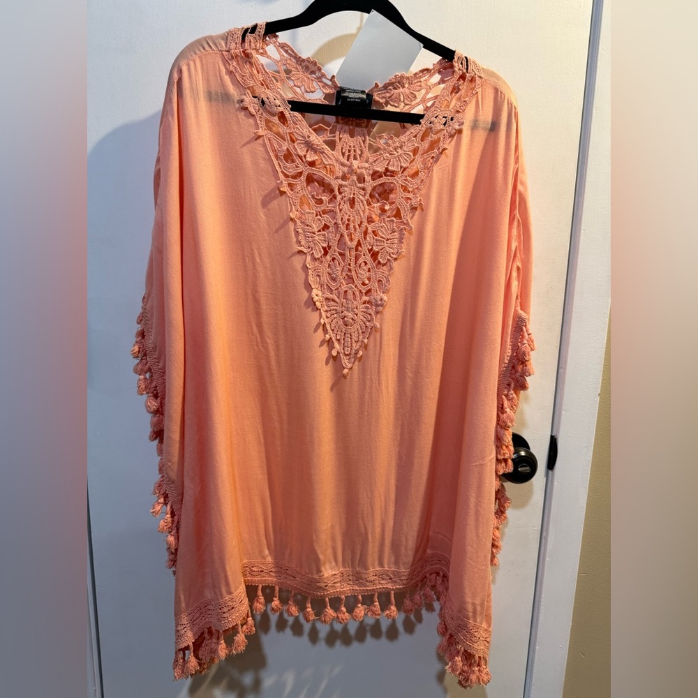 Ashro Coral Lace Poncho-#1115